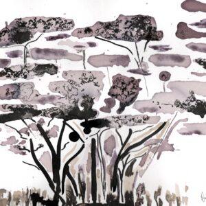 Aquarelle encre de chine et peinture au vin Fabienne Garon Atelier Art Ampuis