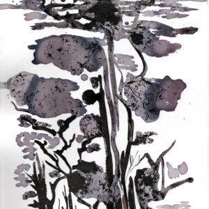 Aquarelle encre de chine et peinture au vin Fabienne Garon Atelier Art Ampuis