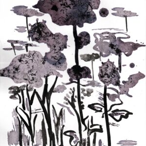 Aquarelle encre de chine et peinture au vin Fabienne Garon Atelier Art Ampuis