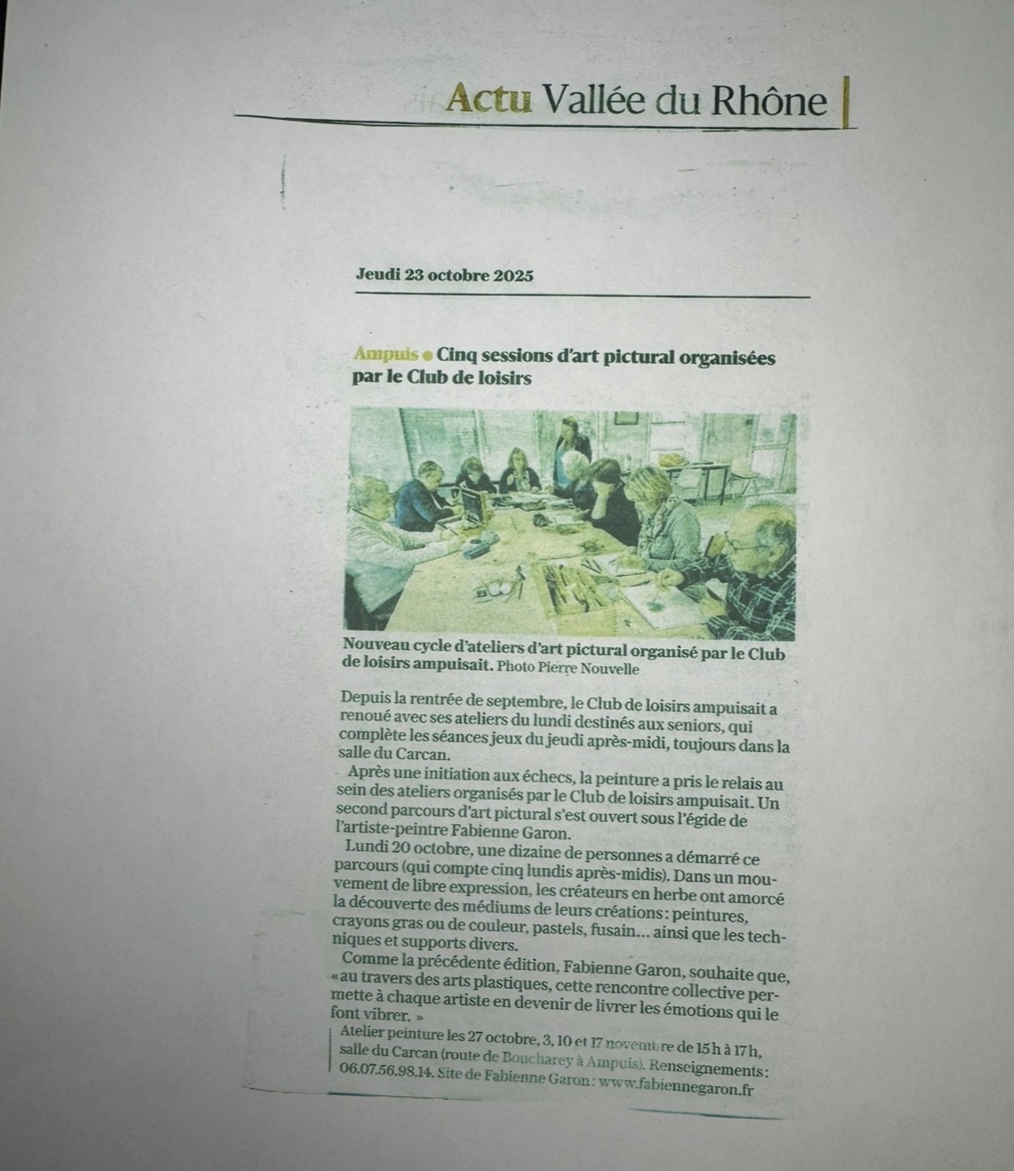 article le progres Fabienne Garon Atelier d'art