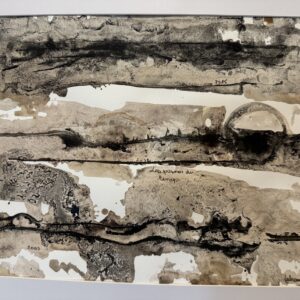 Aquarelle encre de chine et peinture au vin Atelier Art Ampuis Fabienne Garon