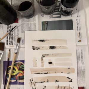 Aquarelle encre de chine et peinture au vin Fabienne Garon Atelier Art Ampuis commande personnelle