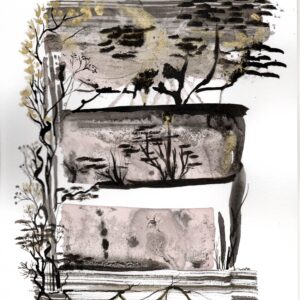 Nouvelle - Aquarelle encre de chine et peinture au vin Série 2026 Les Cents OR