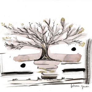 Série 2026 Les Cents OR peinture au vin et encre de chine atelier art fabienne garon ampuis