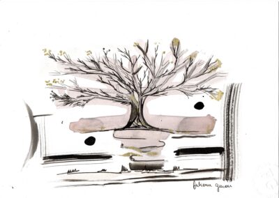 Série 2026 Les Cents OR peinture au vin et encre de chine atelier art fabienne garon ampuis